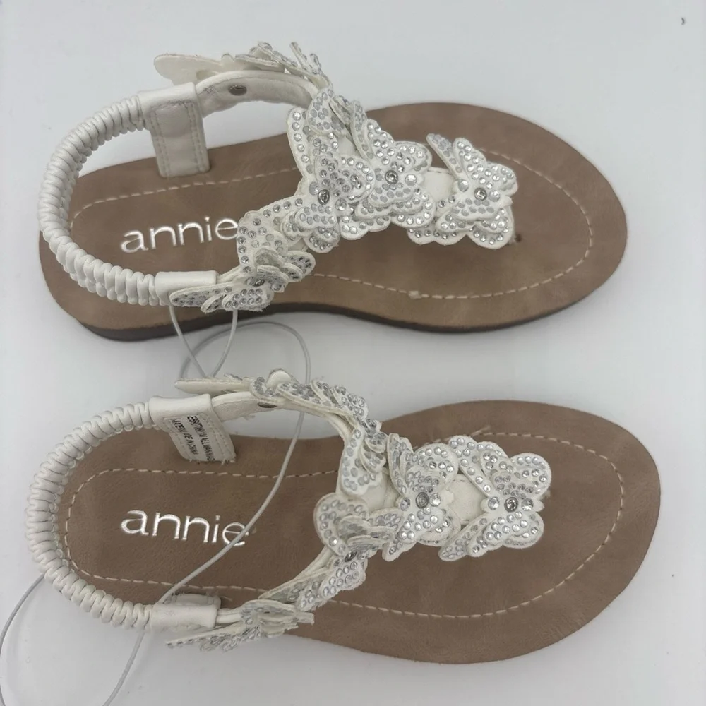Annie White and Brown Kids Sandals‎